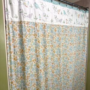 Laura Ashley Home Birds and Branches Embroidered Floral Cotton Shower Curtain